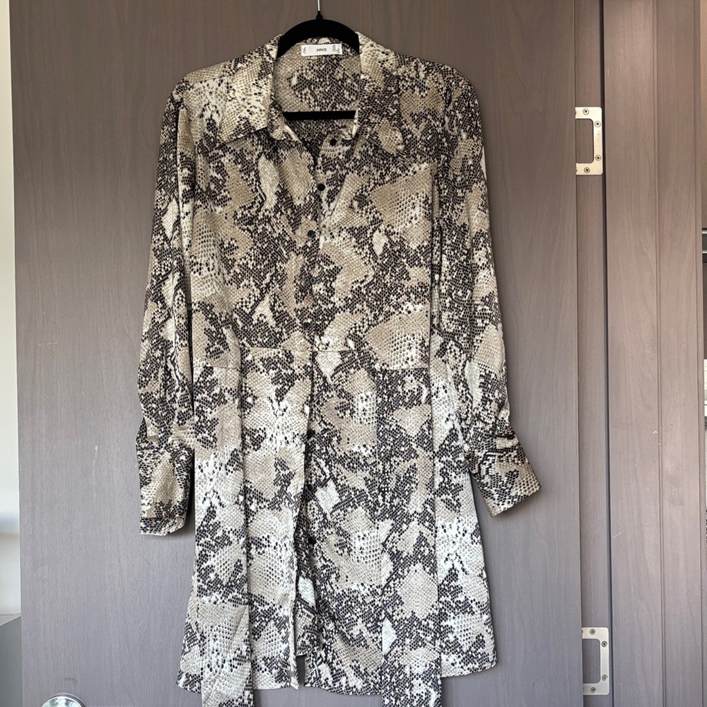 Mango snakeskin pattern shirt dress